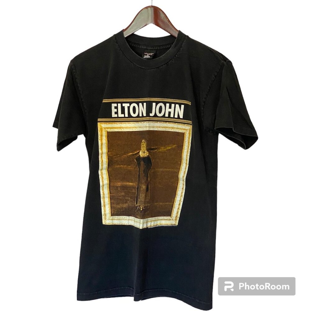 Vintage 1997 Elton John Big Picture Tour T-Shirt Adult M Black PolyGram Diva Pro - Picture 7 of 13